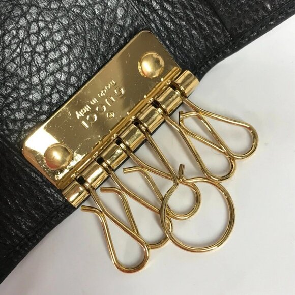 GUCCI 456118 key GG Marmont 6-Ring Key Case Leather Black - Picture 6 of 8